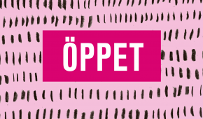 "Öppet" skriver på en rosa bakgrund