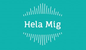 Turkos bakgrund med texten "Hela mig"